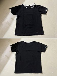 Stylish Black T-Shirt with White Stripes