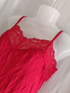 Red Lace Trim Camisole
