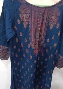 Blue Kurta with Gold Print