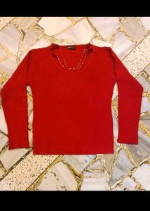 Elegant Red Knit Sweater