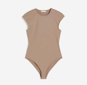Cap Sleeves Bodysuit in Black, Green and Beige