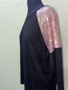 Long Sleeve velour &amp; Sequin Top