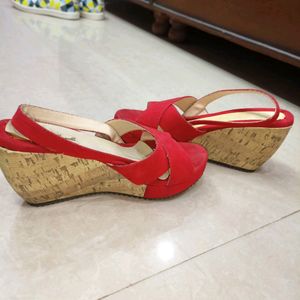 Red Wedges Sandals