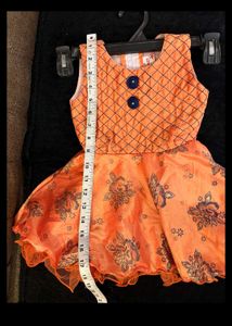 Orange Floral Print Baby Dress