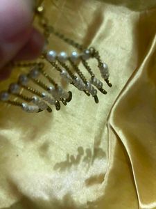 Elegant Pearl & Gold Tone Dangle Earrings