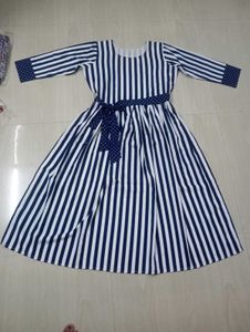 Blue White Striped Maxi Dress -XL