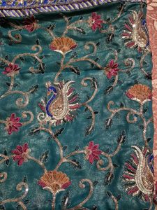 Embroidered Teal Saree