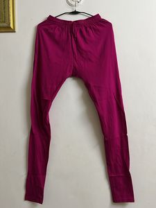 Solid Magenta Leggings With Bandhni Dupatta