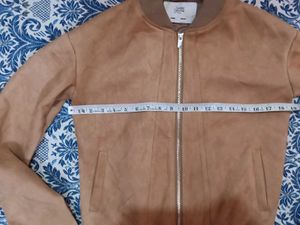 Men's Tan Suede Bomber Jacket
