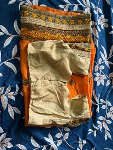 Partywear Orange saree with blouse