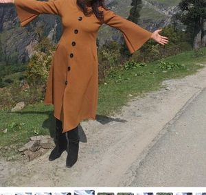 Elegant Brown semiwinter kurta dress