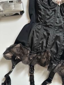 Vintage Black Lace Trim Corset