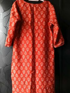 Orange Printed Kurta Set