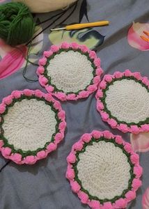 Crochet Tulip Coasters Set of 4