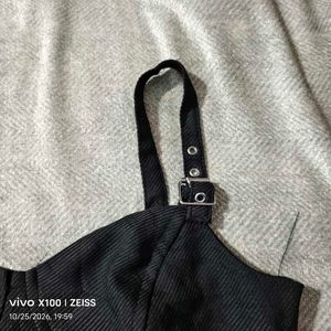 312510. Black Corset Crop Top with Buckle Straps
