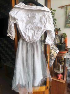 White &amp; Grey Tulle Dress