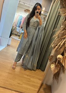 Elegant Grey Kurta Set with Dupatta