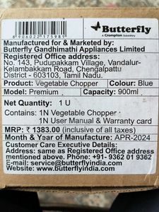 Butterfly Premium Plastic Vegetable Chopper 600ml