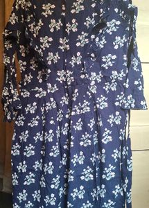 Navy Blue Floral Kurta