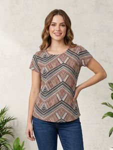 Abstract Print Short Sleeve Top