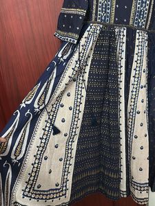 W Navy Blue Printed Kurta