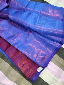 Royal Blue Silk Saree with Intricate Weave
