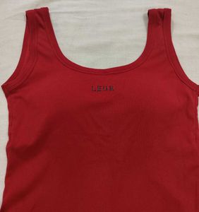Red Ribbed Crop Tank Top
