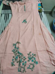 Peach Embroidered Anarkali Dress
