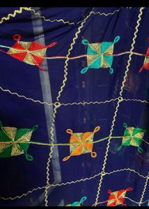 Embroidered Navy Blue Dupatta
