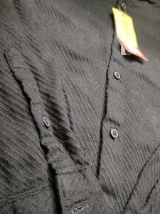 Men's Black Textured Full Sleeves Shirt