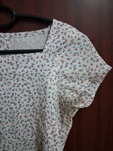 Cute Floral Print Square Neck Top