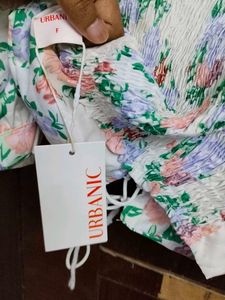 Urbanic New Floral Crop Lace-Up Top