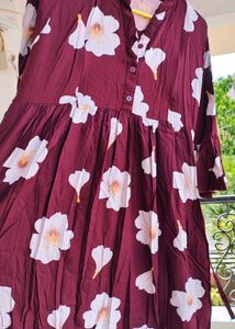 Maroon Floral Print Dress