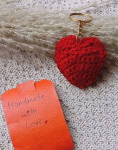 Crochet Heart Keychain - Handmade