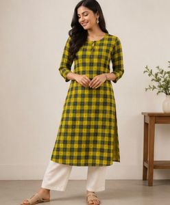 Green Checkered Kurta