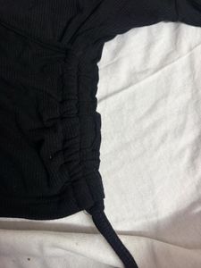 ORIGINAL SHEIN Black Ribbed Wrap Top
