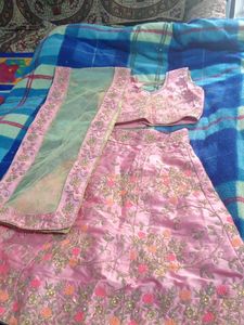 Pink Embroidered Lehenga Choli Set