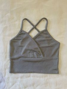 Gray Wrap Crop Top