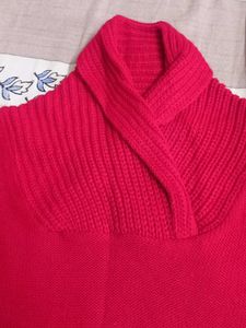Red Knit Poncho Sweater