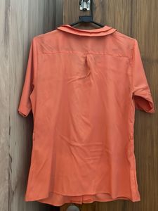Vero Moda Orange Pleated V-Neck Top