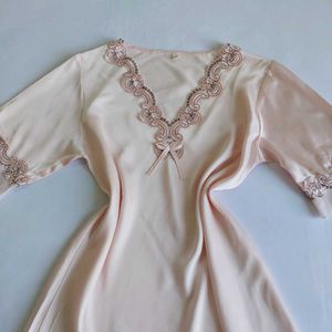 Elegant Satin Nightgown with Lace Trim🎀✨️