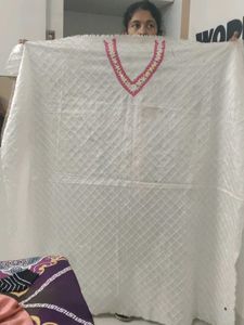White Dress Material with Neck Design