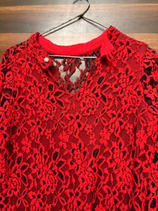 Elegant Red Lace Maxi Dress