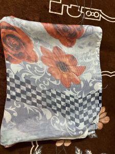 silver colour flowers print saree