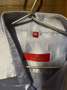 Plus Size Blue Satin Shirt