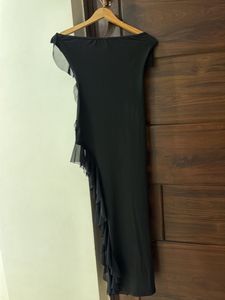 Elegant Black Ruffle Maxi Dress