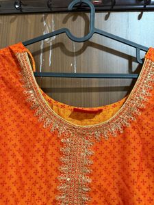 Elegant Orange Ethnic xxl Anarkali kurti