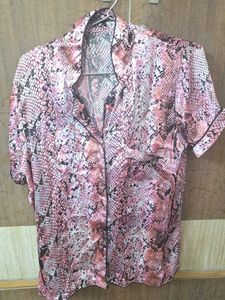 Pink Snake Print Pajama Top