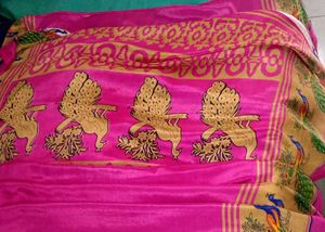 Vibrant Peacock Print Saree