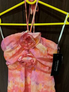 Strapless Floral Print Mini Dress